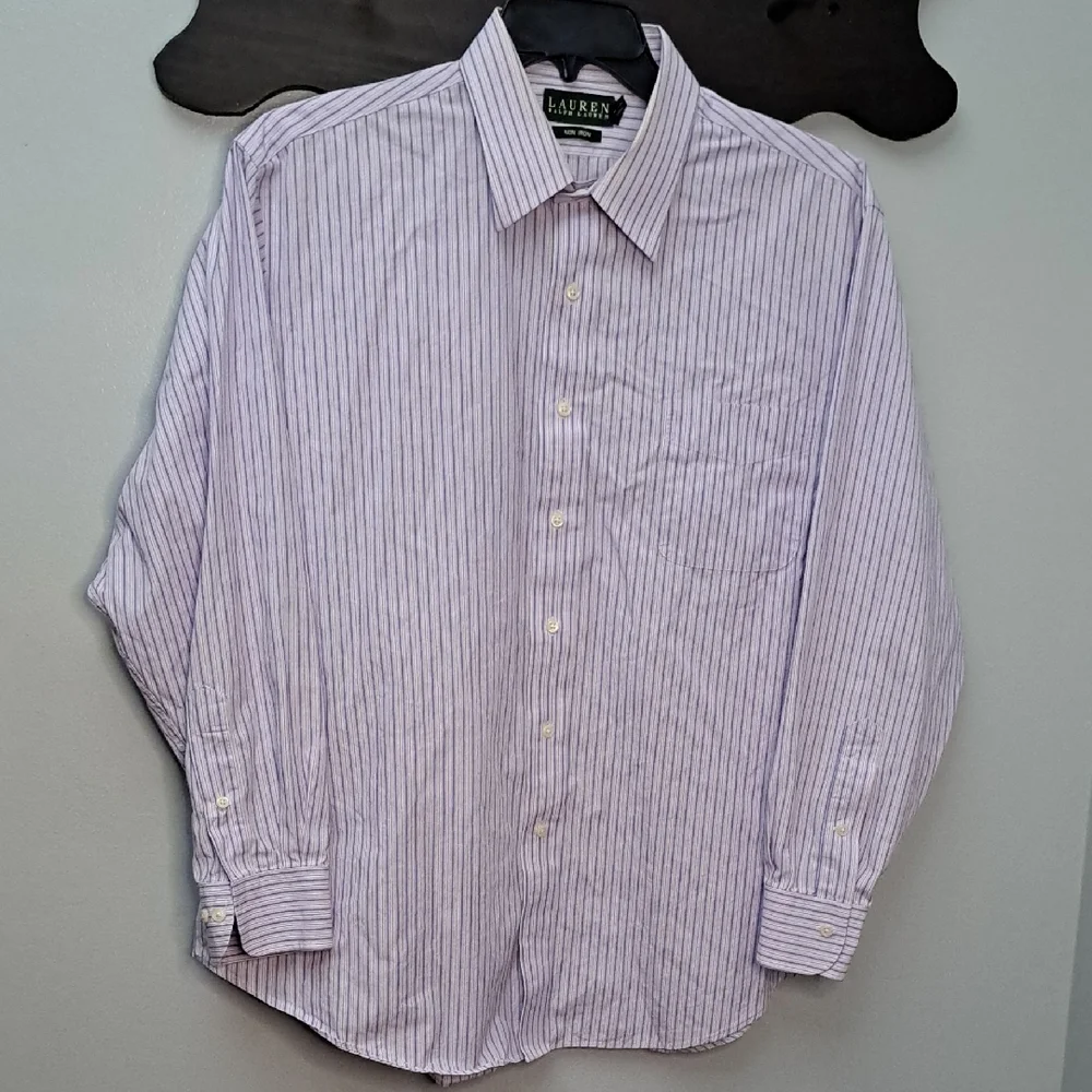 Ralph Lauren Men's Lavender Striped Shirt 17.5 - Picture 1 of 6